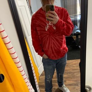 Pink Dolphin Clothing Long Sleeve Red Tye-Dye Tee